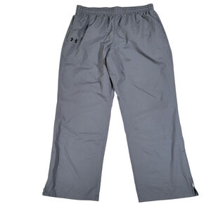 Under Armour Logo Loose Fitting Zip Ankle Gray Mesh Lined Track Pants Size XL